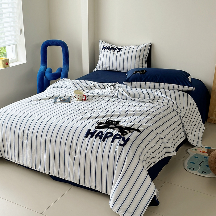 91家纺网 家纺一手货源 找家纺 怡家居 2025新款全棉印加绣夏被夏凉被空调被四件套 猫小乐