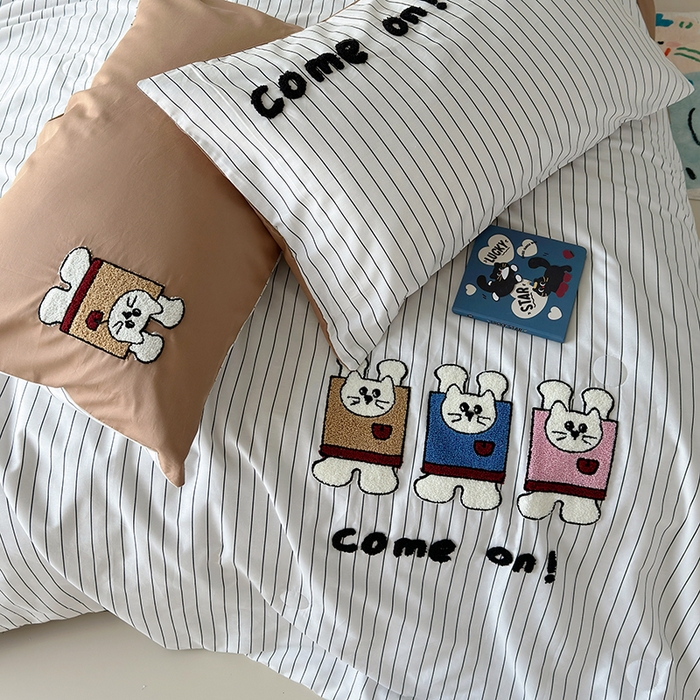 91家纺网 家纺一手货源 找家纺 怡家居 2025新款全棉印加绣夏被夏凉被空调被四件套 举手兔咖