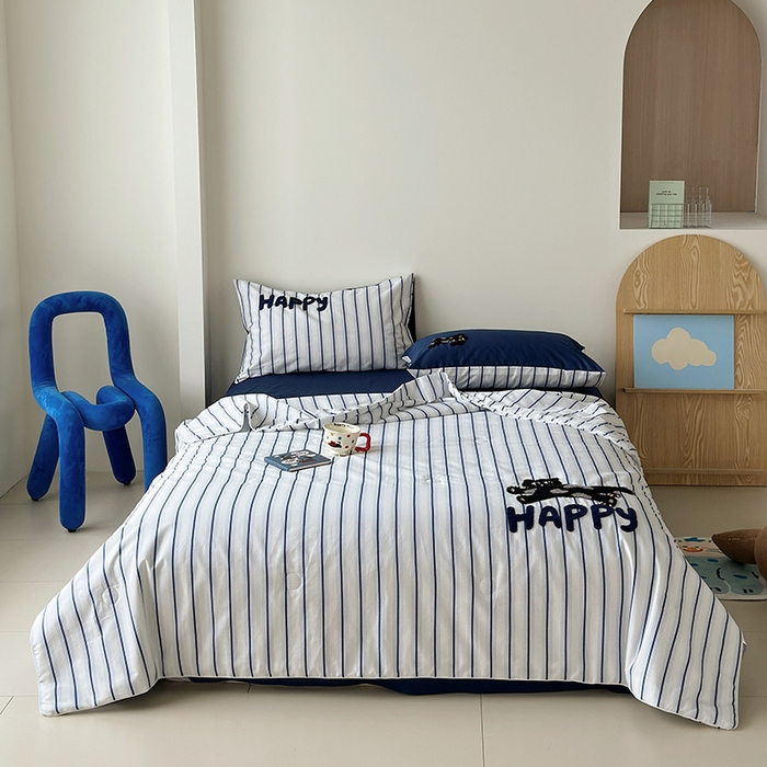 91家纺网 家纺一手货源 找家纺 怡家居 2025新款全棉印加绣夏被夏凉被空调被四件套 猫小乐