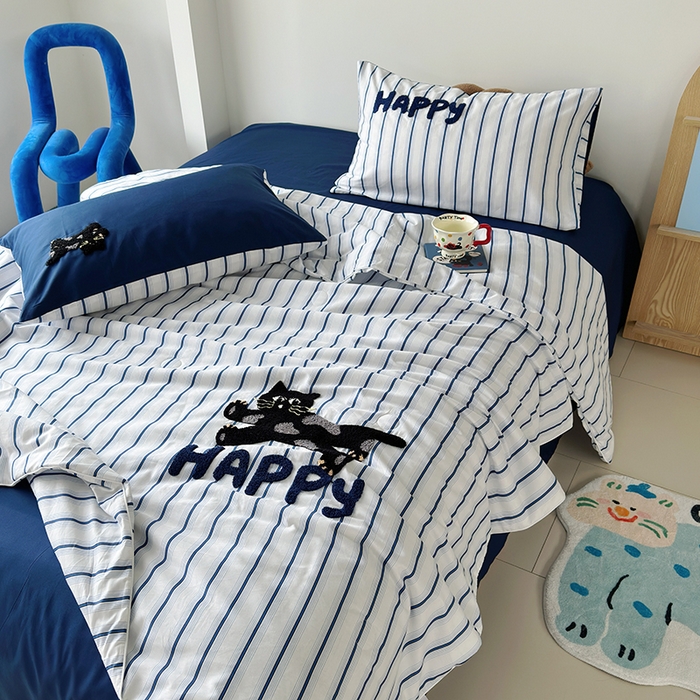 91家纺网 家纺一手货源 找家纺 怡家居 2025新款全棉印加绣夏被夏凉被空调被四件套 猫小乐