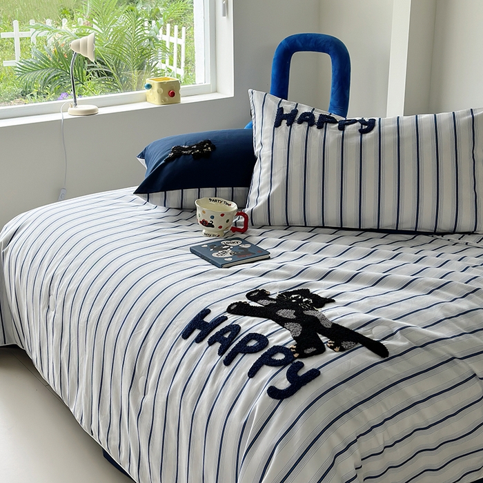 91家纺网 家纺一手货源 找家纺 怡家居 2025新款全棉印加绣夏被夏凉被空调被四件套 猫小乐