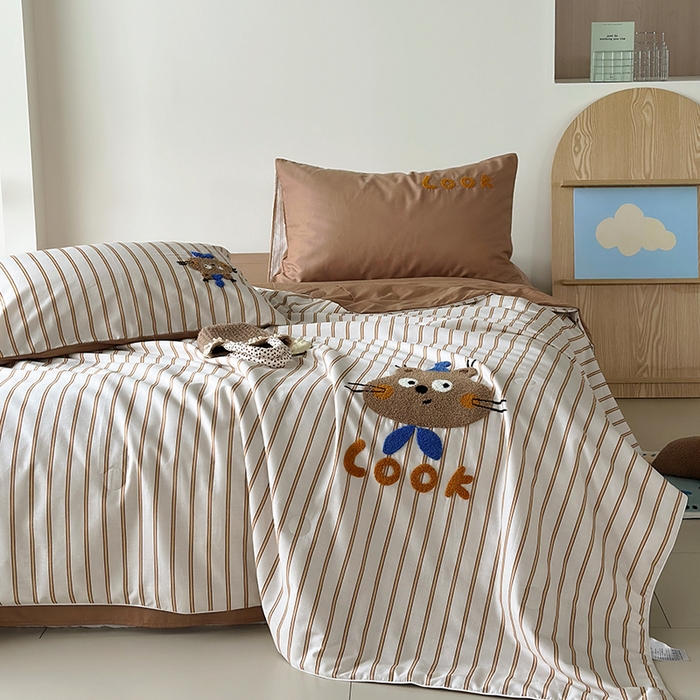 怡家居 2025新款全棉印加绣夏被夏凉被空调被四件套 熊小萌