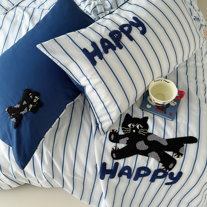 91家纺网 家纺一手货源 找家纺 怡家居 2025新款全棉印加绣夏被夏凉被空调被四件套 猫小乐