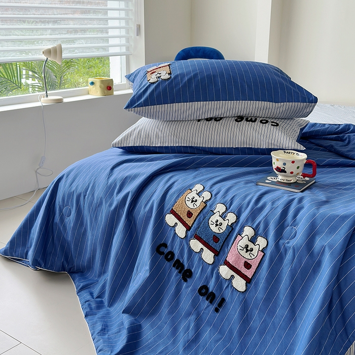 91家纺网 家纺一手货源 找家纺 怡家居 2025新款全棉印加绣夏被夏凉被空调被四件套 举手免蓝