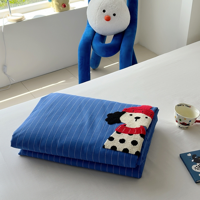 91家纺网 家纺一手货源 找家纺 怡家居 2025新款全棉印加绣夏被夏凉被空调被四件套 斑点狗