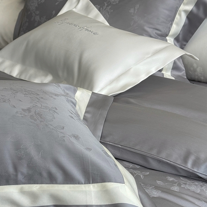 91家纺网 家纺一手货源 找家纺 馨蕊2025春夏新品LF兰精天丝棉四件套若兰（劵后控价：不低于338/358） 天丝棉若兰-高级灰