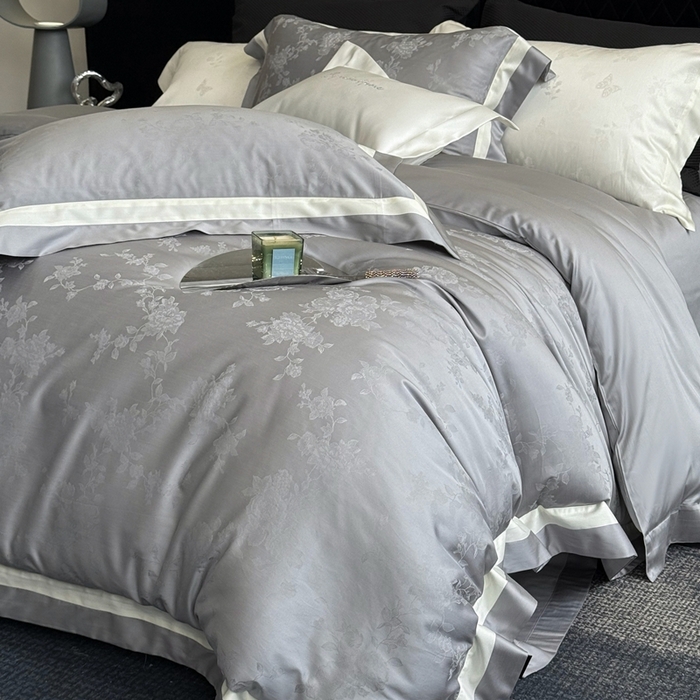 91家纺网 家纺一手货源 找家纺 馨蕊2025春夏新品LF兰精天丝棉四件套若兰（劵后控价：不低于338/358） 天丝棉若兰-高级灰