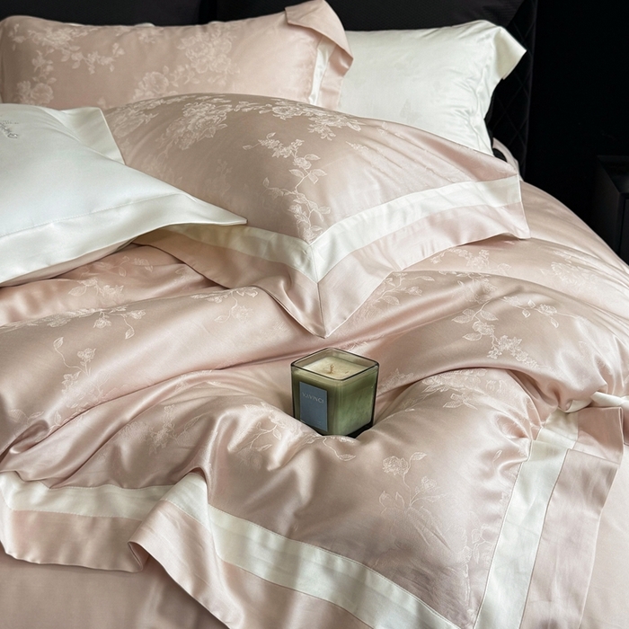 91家纺网 家纺一手货源 找家纺 馨蕊2025春夏新品LF兰精天丝棉四件套若兰（劵后控价：不低于338/358） 天丝棉若兰-蔷薇粉