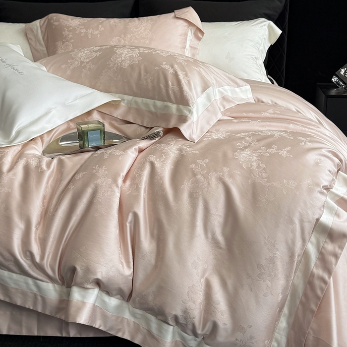 91家纺网 家纺一手货源 找家纺 馨蕊2025春夏新品LF兰精天丝棉四件套若兰（劵后控价：不低于338/358） 天丝棉若兰-蔷薇粉