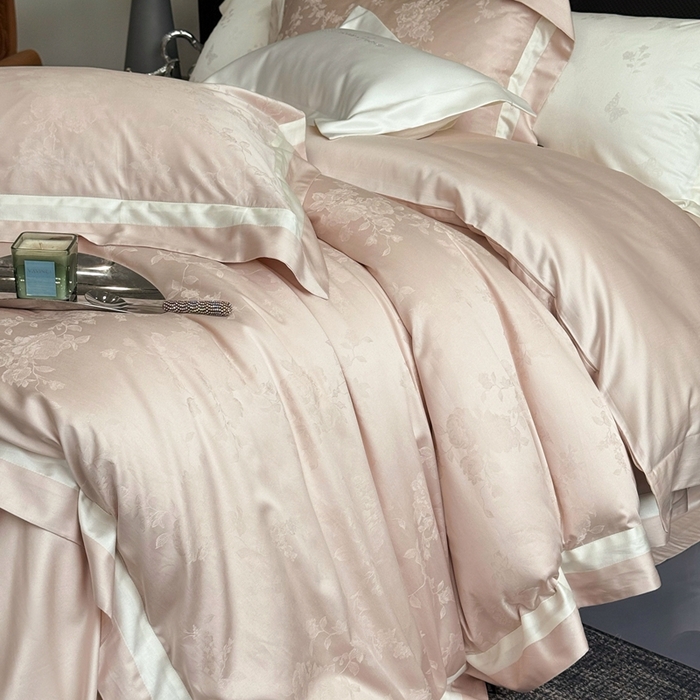 91家纺网 家纺一手货源 找家纺 馨蕊2025春夏新品LF兰精天丝棉四件套若兰（劵后控价：不低于338/358） 天丝棉若兰-蔷薇粉