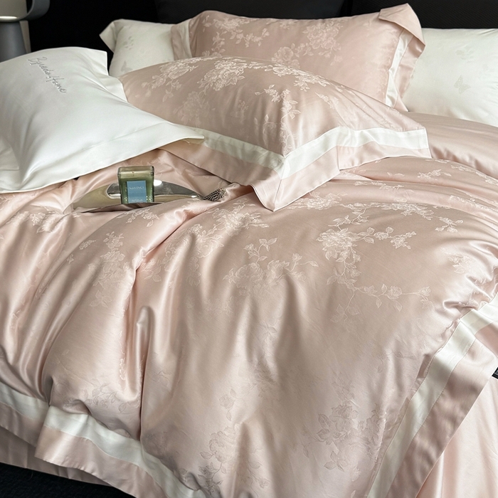 91家纺网 家纺一手货源 找家纺 馨蕊2025春夏新品LF兰精天丝棉四件套若兰（劵后控价：不低于338/358） 天丝棉若兰-蔷薇粉