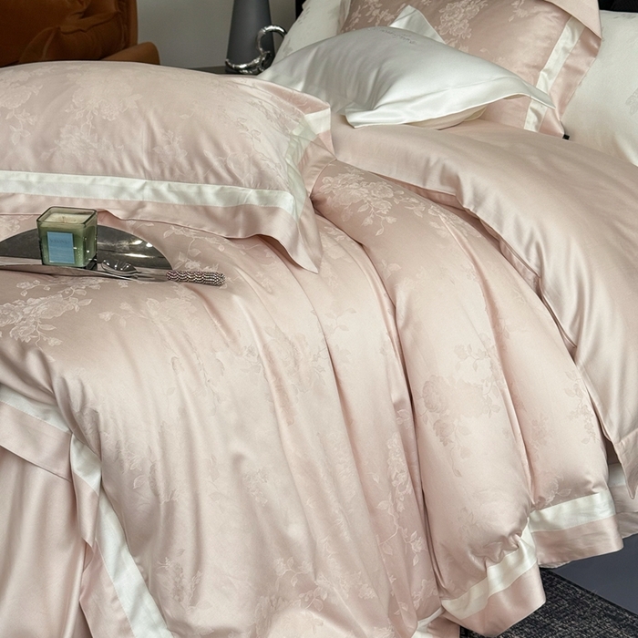 91家纺网 家纺一手货源 找家纺 馨蕊2025春夏新品LF兰精天丝棉四件套若兰（劵后控价：不低于338/358） 天丝棉若兰-蔷薇粉