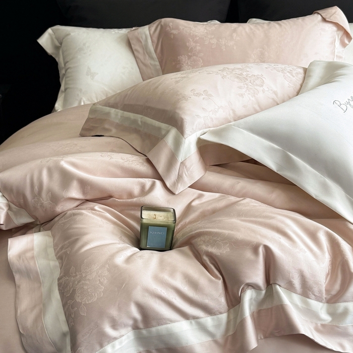 91家纺网 家纺一手货源 找家纺 馨蕊2025春夏新品LF兰精天丝棉四件套若兰（劵后控价：不低于338/358） 天丝棉若兰-蔷薇粉