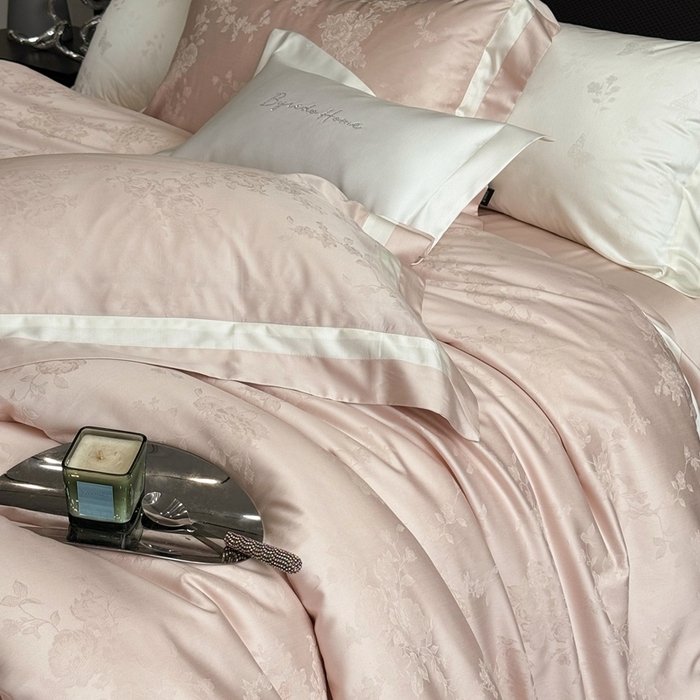 91家纺网 家纺一手货源 找家纺 馨蕊2025春夏新品LF兰精天丝棉四件套若兰（劵后控价：不低于338/358） 天丝棉若兰-蔷薇粉