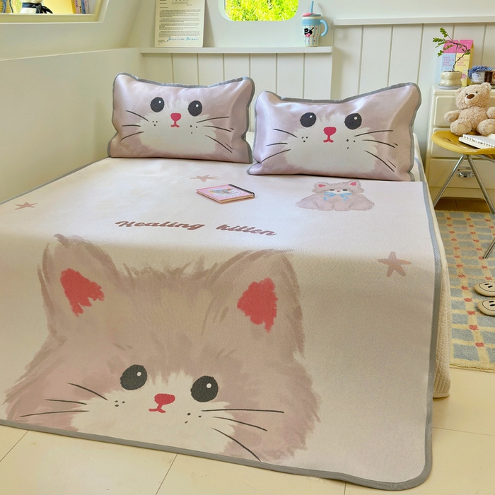 91家纺网 家纺一手货源 找家纺 澳萝拉 2025新款亲肤舒适异形冰藤席凉席席子-数码印花系列 甜心(床席款）