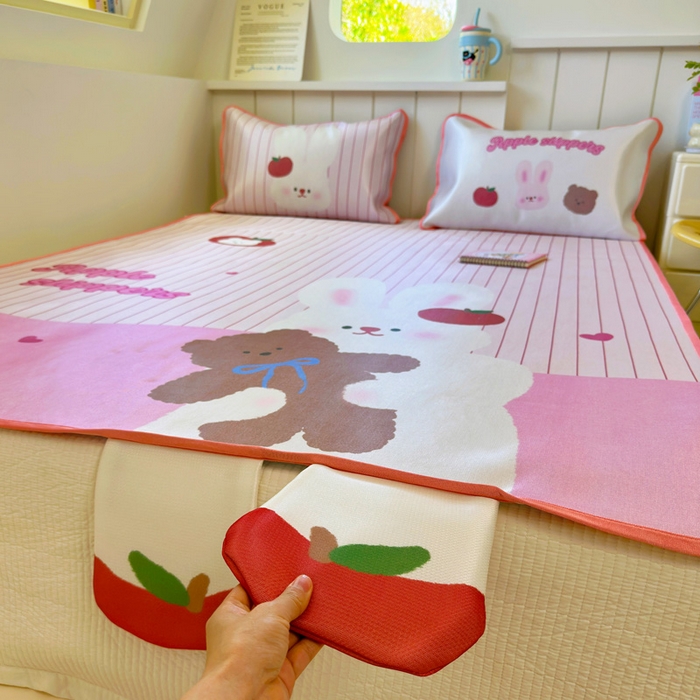 91家纺网 家纺一手货源 找家纺 澳萝拉 2025新款亲肤舒适异形冰藤席凉席席子-数码印花系列 棉花糖兔兔(床席款）