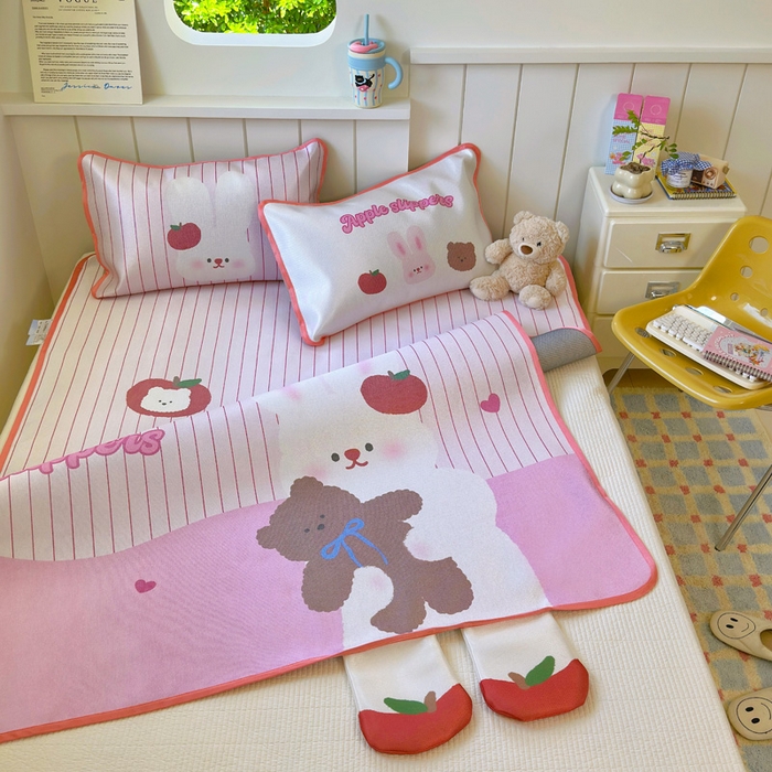 91家纺网 家纺一手货源 找家纺 澳萝拉 2025新款亲肤舒适异形冰藤席凉席席子-数码印花系列 棉花糖兔兔(床席款）