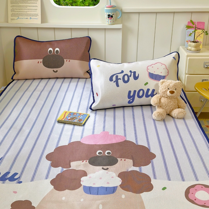 91家纺网 家纺一手货源 找家纺 澳萝拉 2025新款亲肤舒适异形冰藤席凉席席子-数码印花系列 甜甜圈(床席款）