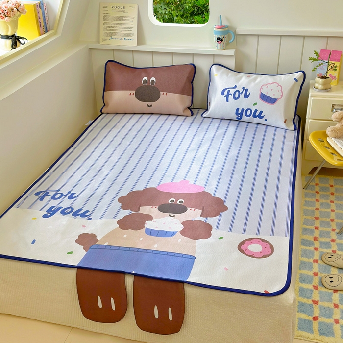 91家纺网 家纺一手货源 找家纺 澳萝拉 2025新款亲肤舒适异形冰藤席凉席席子-数码印花系列 甜甜圈(床席款）