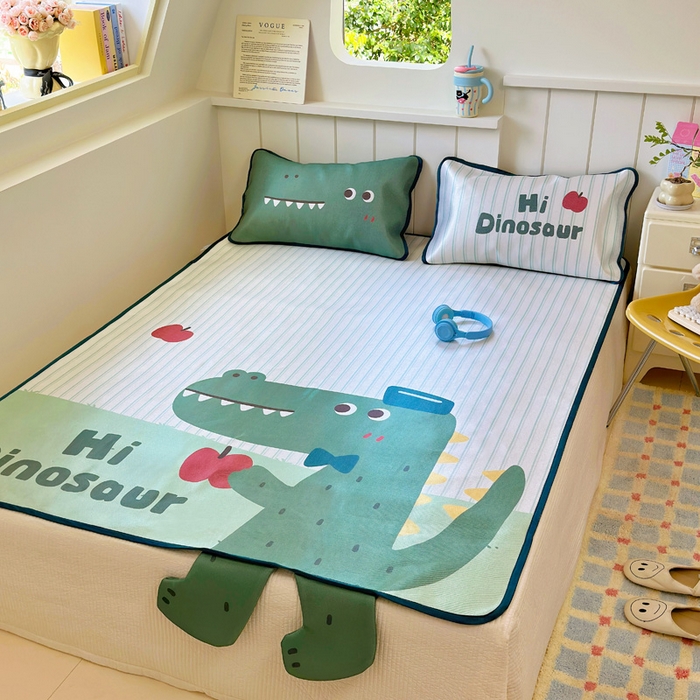 91家纺网 家纺一手货源 找家纺 澳萝拉 2025新款亲肤舒适异形冰藤席凉席席子-数码印花系列 萌萌龙龙(床席款）