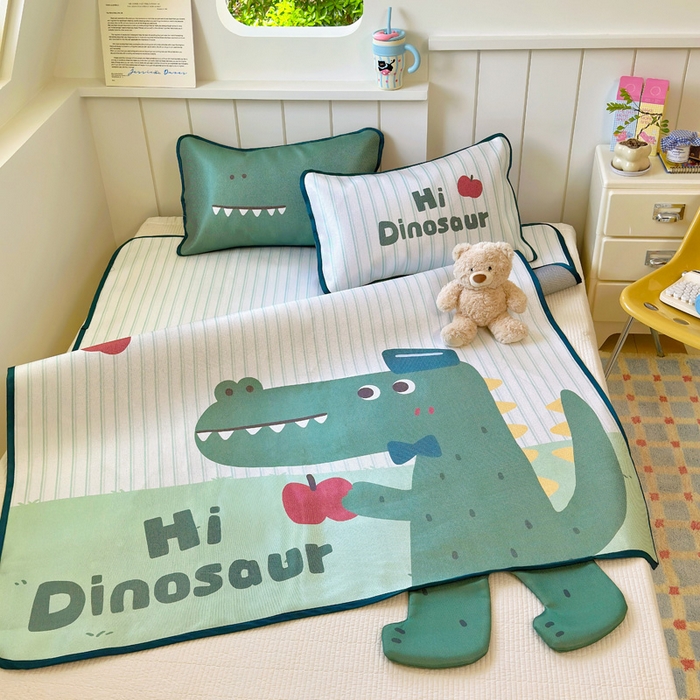 91家纺网 家纺一手货源 找家纺 澳萝拉 2025新款亲肤舒适异形冰藤席凉席席子-数码印花系列 萌萌龙龙(床席款）