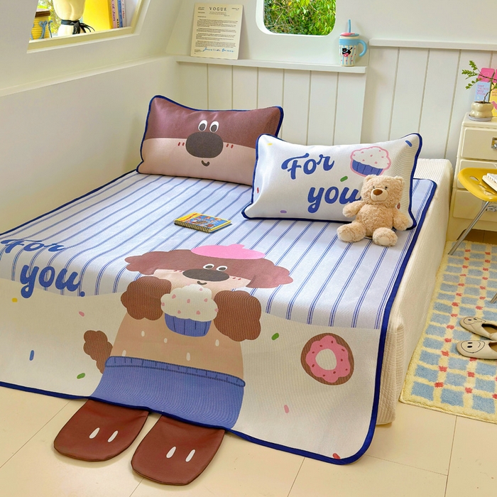 91家纺网 家纺一手货源 找家纺 澳萝拉 2025新款亲肤舒适异形冰藤席凉席席子-数码印花系列 甜甜圈(床席款）