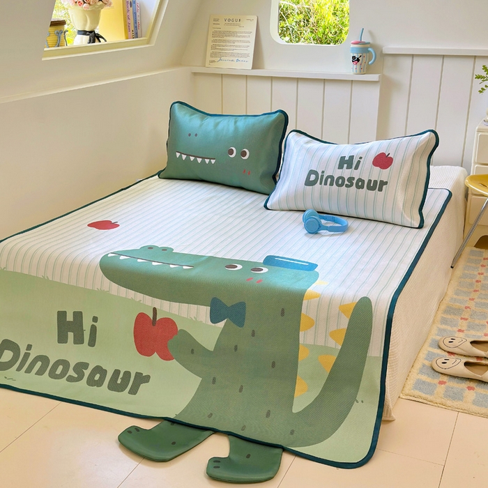 91家纺网 家纺一手货源 找家纺 澳萝拉 2025新款亲肤舒适异形冰藤席凉席席子-数码印花系列 萌萌龙龙(床席款）