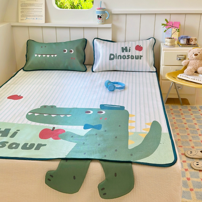 91家纺网 家纺一手货源 找家纺 澳萝拉 2025新款亲肤舒适异形冰藤席凉席席子-数码印花系列 萌萌龙龙(床席款）