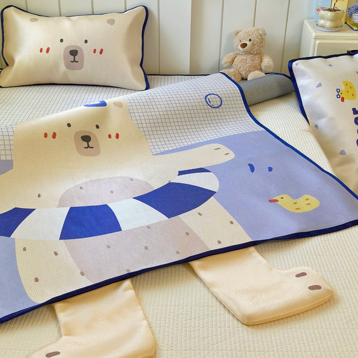 91家纺网 家纺一手货源 找家纺 澳萝拉 2025新款亲肤舒适异形冰藤席凉席席子-数码印花系列 熊熊乐园(床席款）