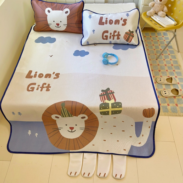 91家纺网 家纺一手货源 找家纺 澳萝拉 2025新款亲肤舒适异形冰藤席凉席席子-数码印花系列 狮狮如意(床席款）