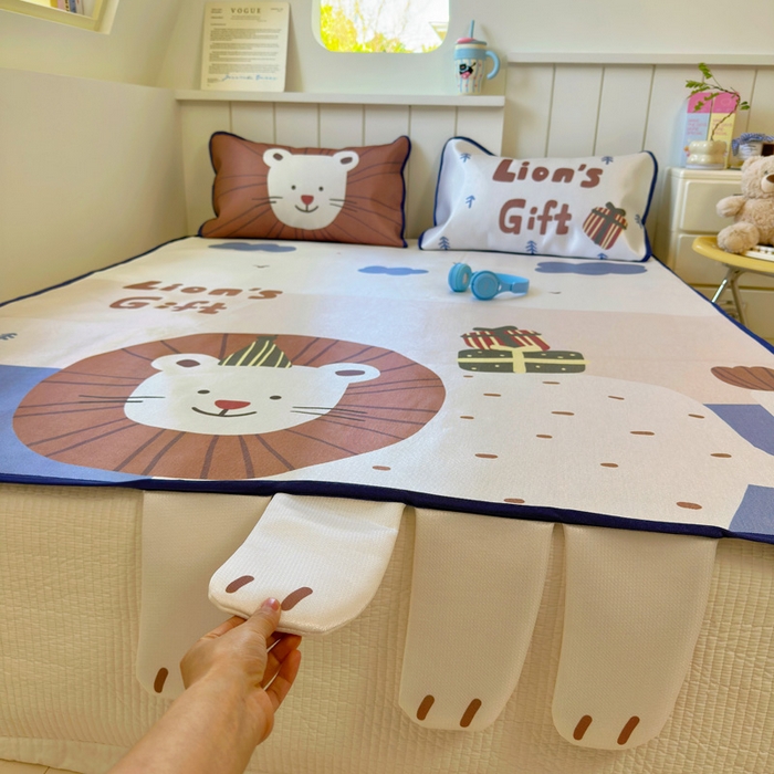 91家纺网 家纺一手货源 找家纺 澳萝拉 2025新款亲肤舒适异形冰藤席凉席席子-数码印花系列 狮狮如意(床席款）