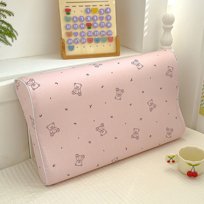 91家纺网 家纺一手货源 找家纺 良佐生活 2025新款高支高密全棉乳胶枕套 粉小熊