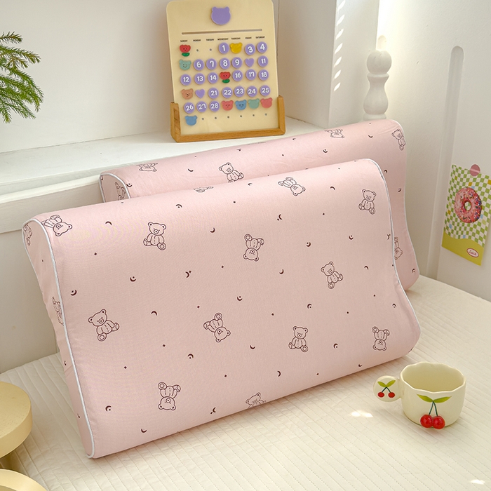 91家纺网 家纺一手货源 找家纺 良佐生活 2025新款高支高密全棉乳胶枕套 粉小熊