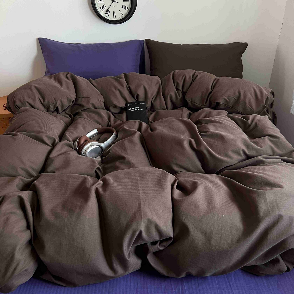 91家纺网 家纺一手货源 找家纺 蜜宿 2025新款全棉人字纹四件套-椰椰紫萝 椰椰紫萝（纯色混搭）