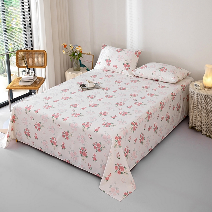 91家纺网 家纺一手货源 找家纺 帛洵家纺 2025新款A类原棉细纱印花老粗布床单 花满枝