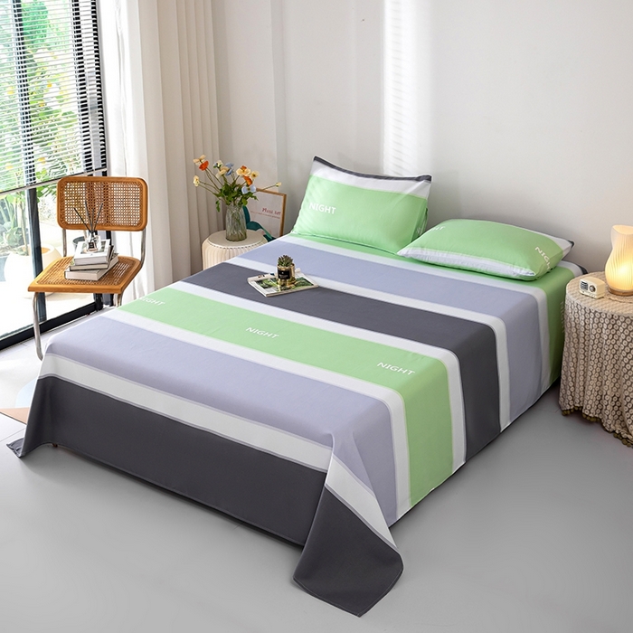 91家纺网 家纺一手货源 找家纺 帛洵家纺 2025新款A类原棉细纱印花老粗布床单 简约格