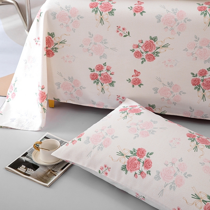 91家纺网 家纺一手货源 找家纺 帛洵家纺 2025新款A类原棉细纱印花老粗布床单 花满枝