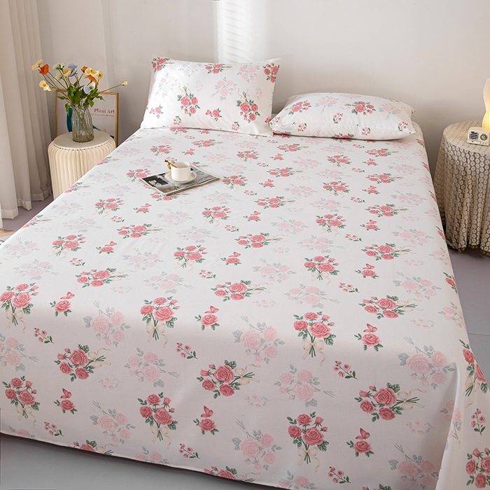 91家纺网 家纺一手货源 找家纺 帛洵家纺 2025新款A类原棉细纱印花老粗布床单 花满枝