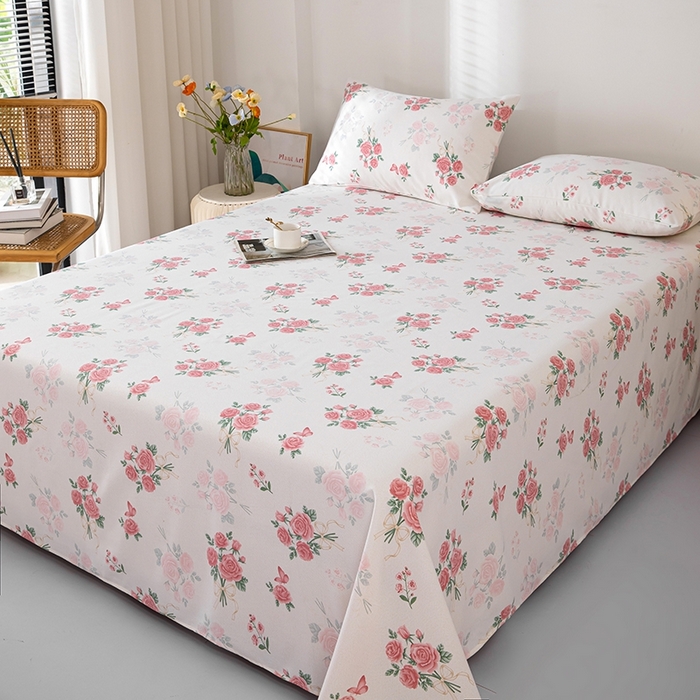 91家纺网 家纺一手货源 找家纺 帛洵家纺 2025新款A类原棉细纱印花老粗布床单 花满枝