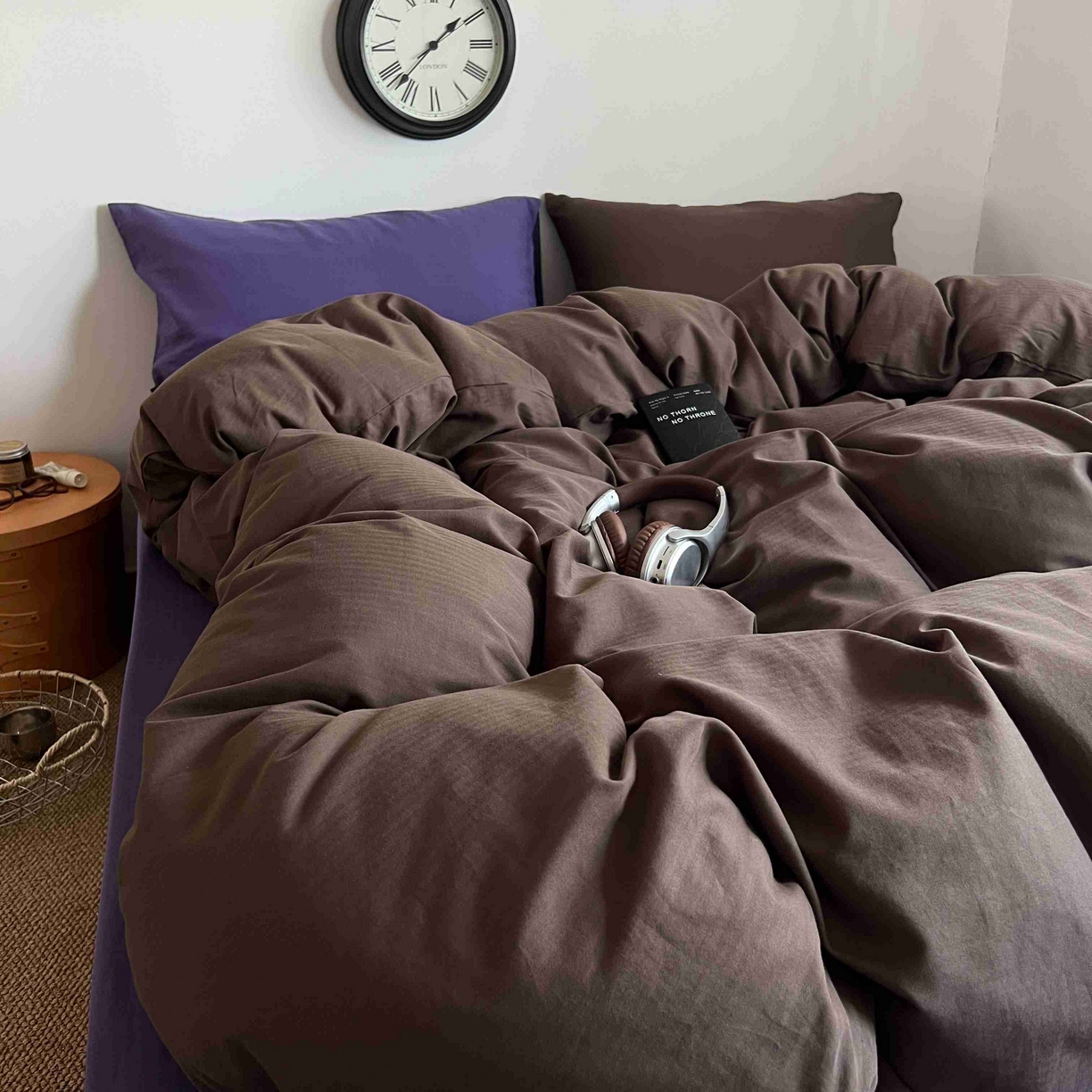 91家纺网 家纺一手货源 找家纺 （总）蜜宿 2025新款全棉人字纹四件套-椰椰紫萝