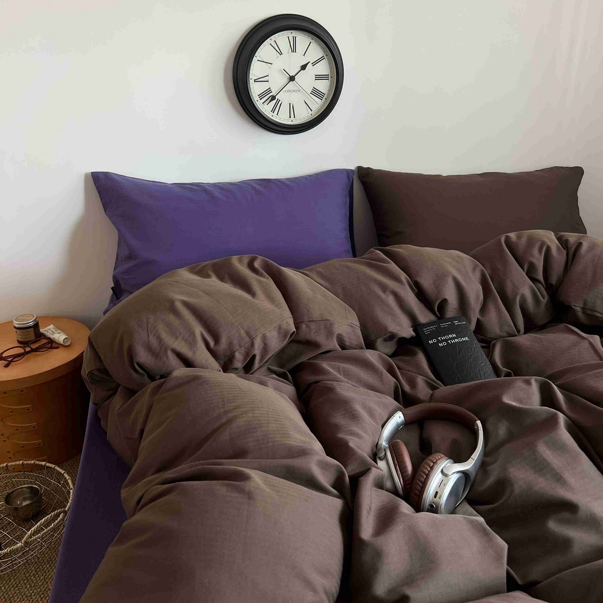 91家纺网 家纺一手货源 找家纺 （总）蜜宿 2025新款全棉人字纹四件套-椰椰紫萝