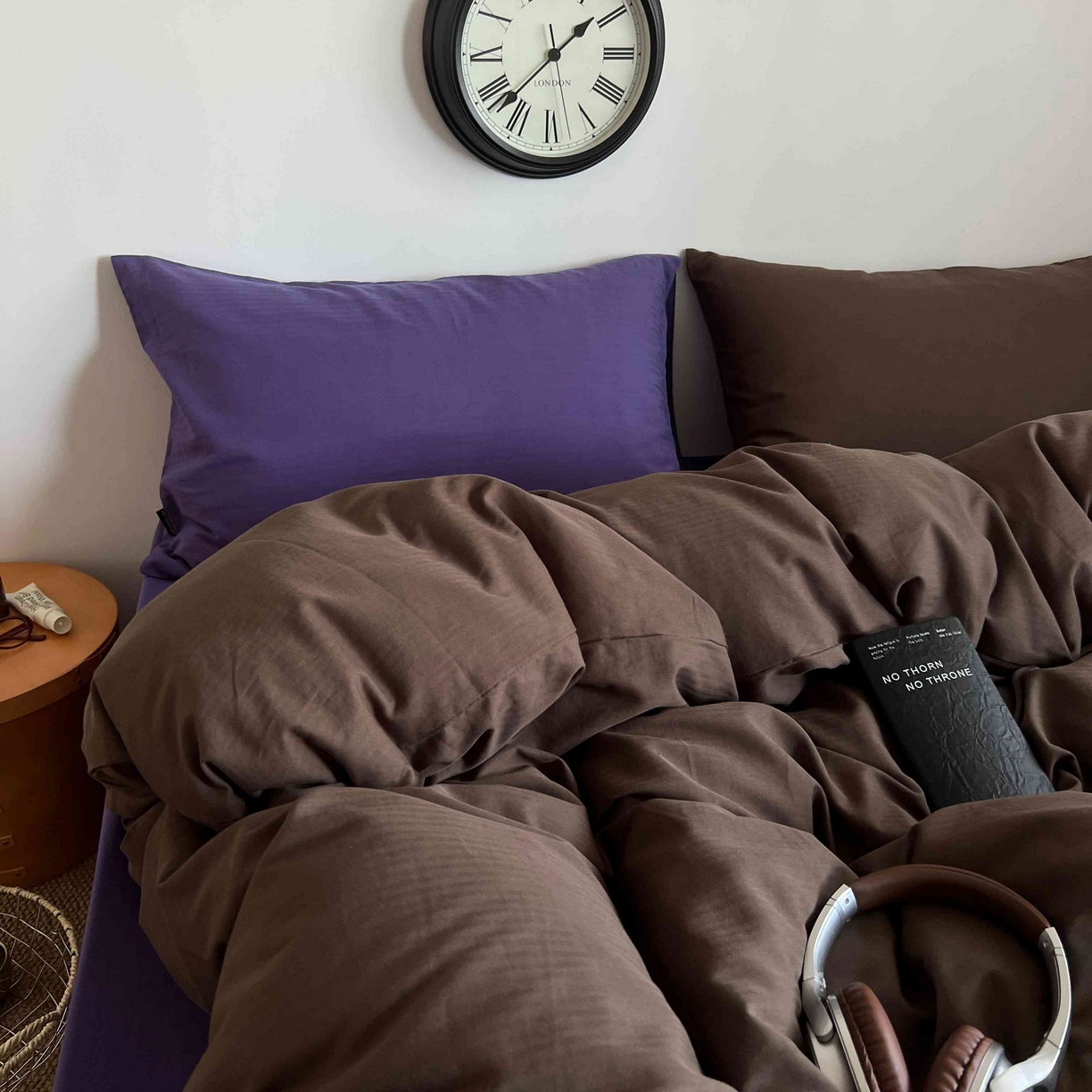 91家纺网 家纺一手货源 找家纺 （总）蜜宿 2025新款全棉人字纹四件套-椰椰紫萝