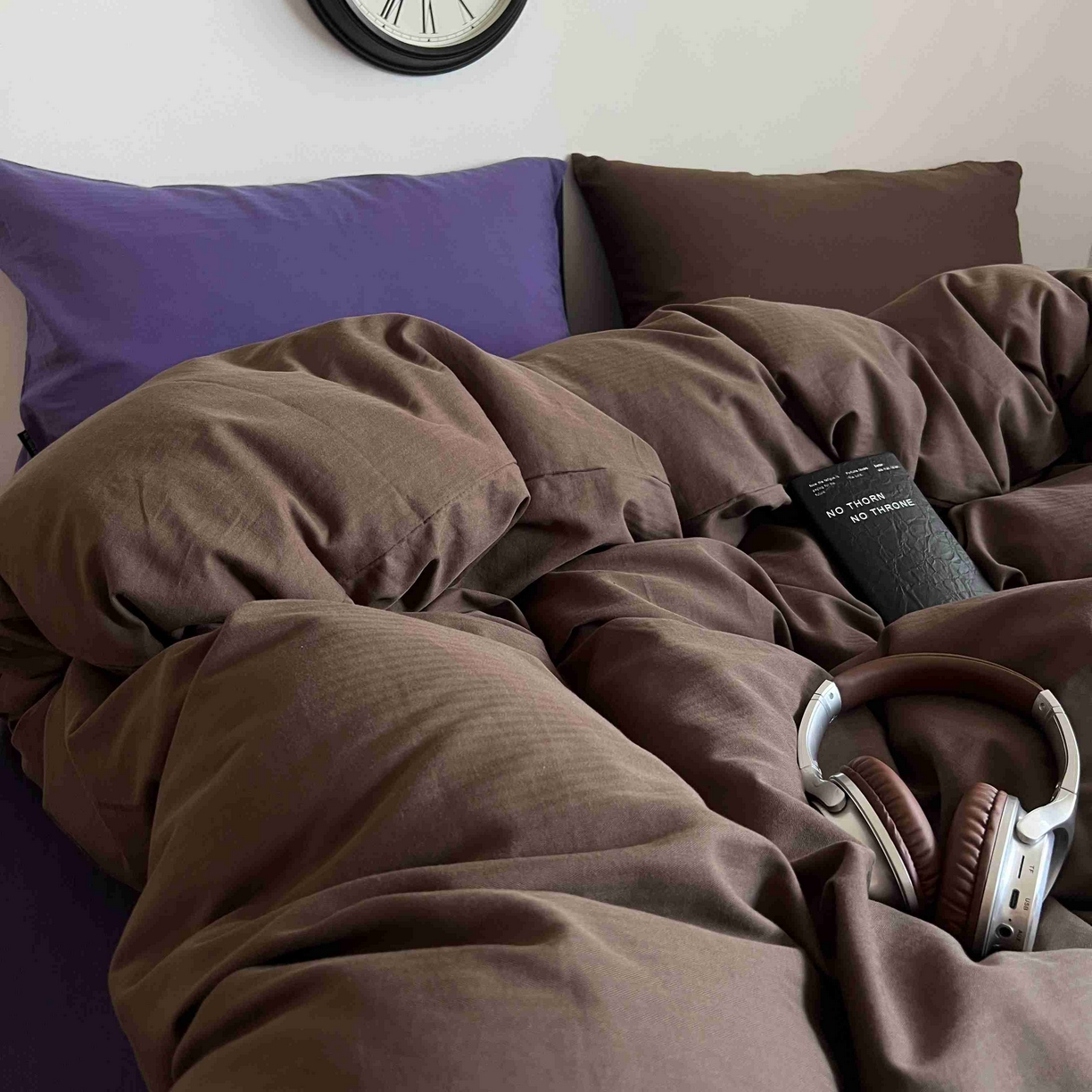 91家纺网 家纺一手货源 找家纺 （总）蜜宿 2025新款全棉人字纹四件套-椰椰紫萝