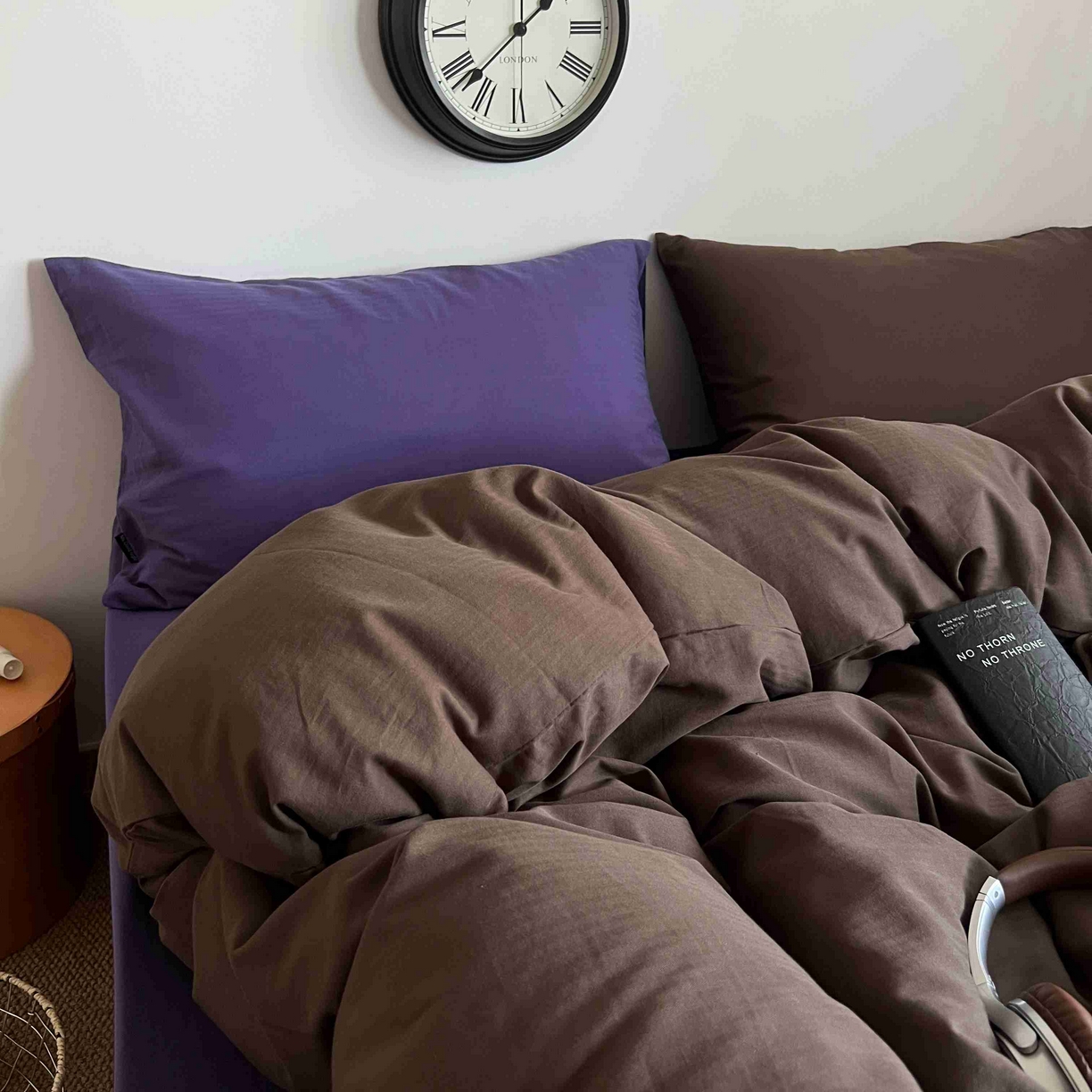 91家纺网 家纺一手货源 找家纺 （总）蜜宿 2025新款全棉人字纹四件套-椰椰紫萝