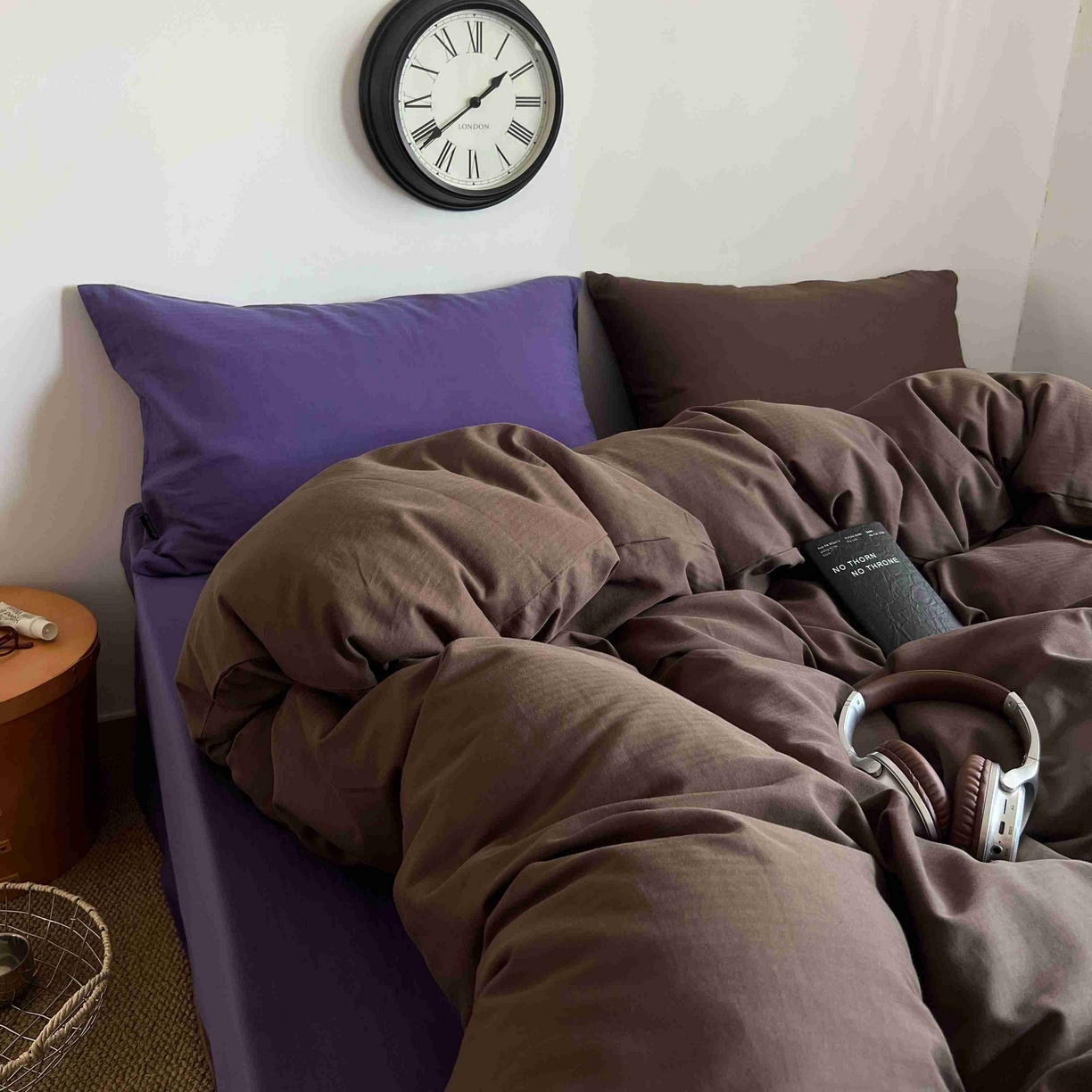 91家纺网 家纺一手货源 找家纺 （总）蜜宿 2025新款全棉人字纹四件套-椰椰紫萝