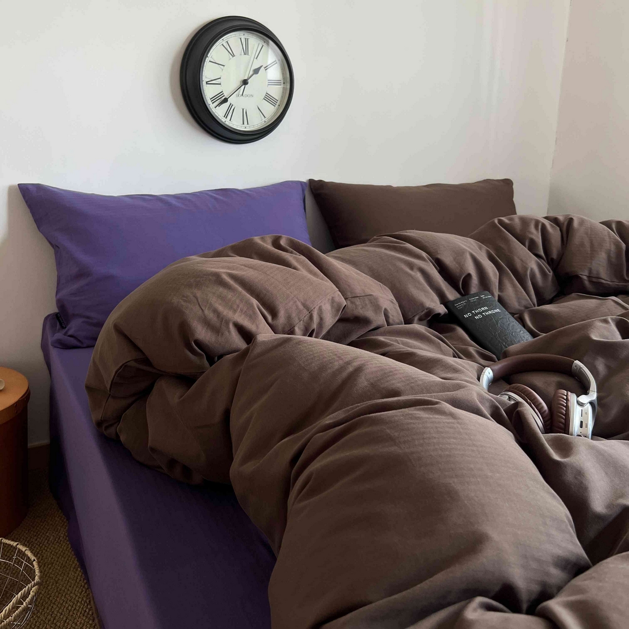 91家纺网 家纺一手货源 找家纺 （总）蜜宿 2025新款全棉人字纹四件套-椰椰紫萝