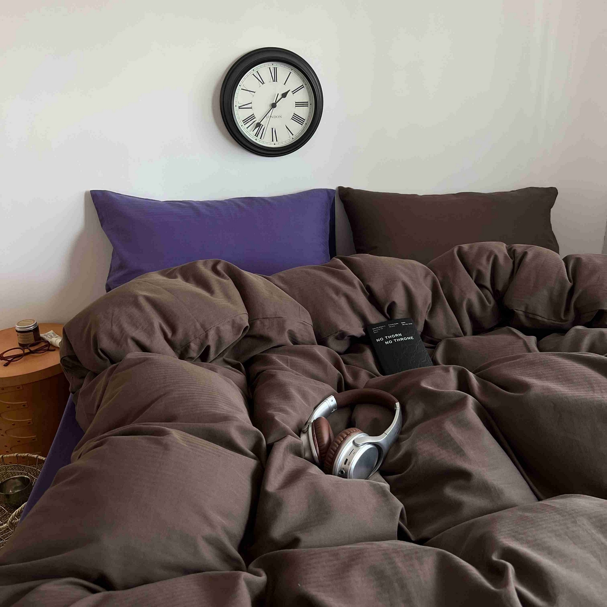 91家纺网 家纺一手货源 找家纺 蜜宿 2025新款全棉人字纹四件套-椰椰紫萝 椰椰紫萝（纯色混搭）