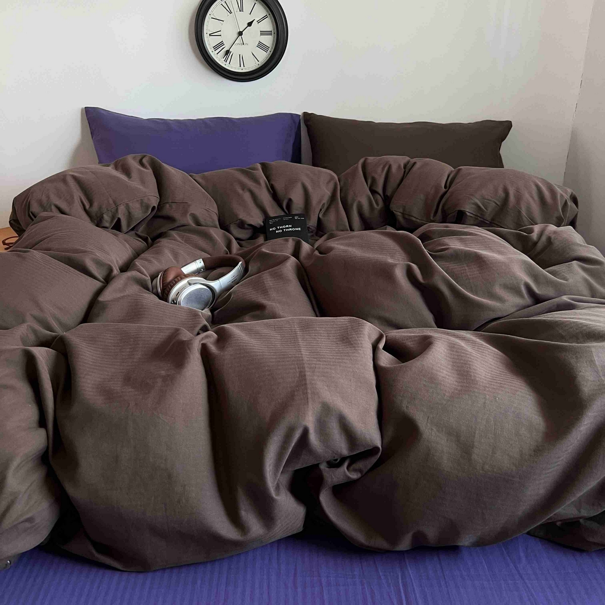 91家纺网 家纺一手货源 找家纺 蜜宿 2025新款全棉人字纹四件套-椰椰紫萝 椰椰紫萝（纯色混搭）