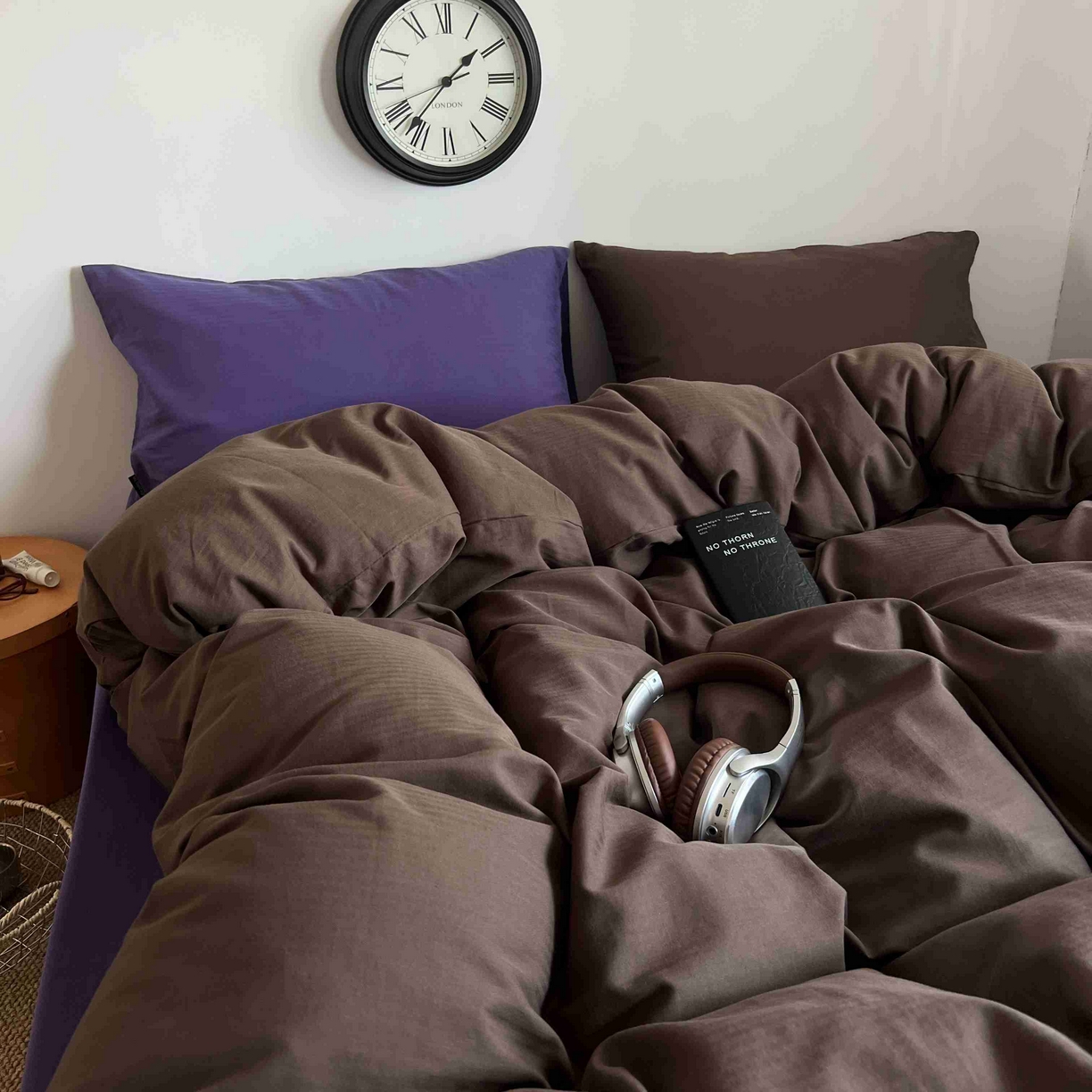 91家纺网 家纺一手货源 找家纺 蜜宿 2025新款全棉人字纹四件套-椰椰紫萝 椰椰紫萝（纯色混搭）