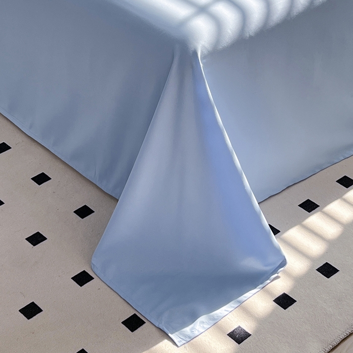 91家纺网 家纺一手货源 找家纺 啊雅家居 2025新款学生宿舍双拼磨毛被套床单床笠单品三件套四件套 天空兰